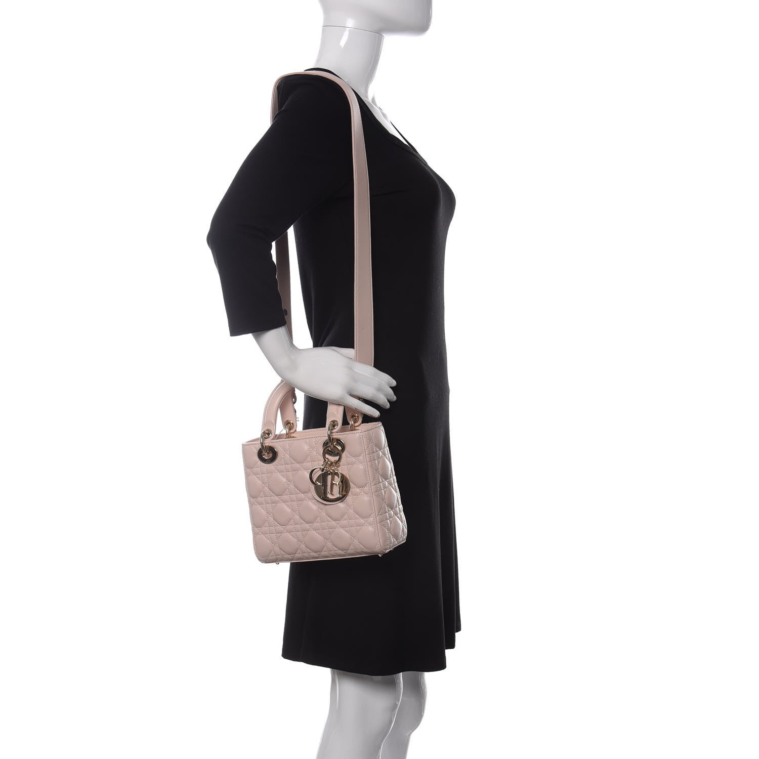 Christian Dior Lambskin Cannage Small Lady Dior Rose Poudre 2 of 11