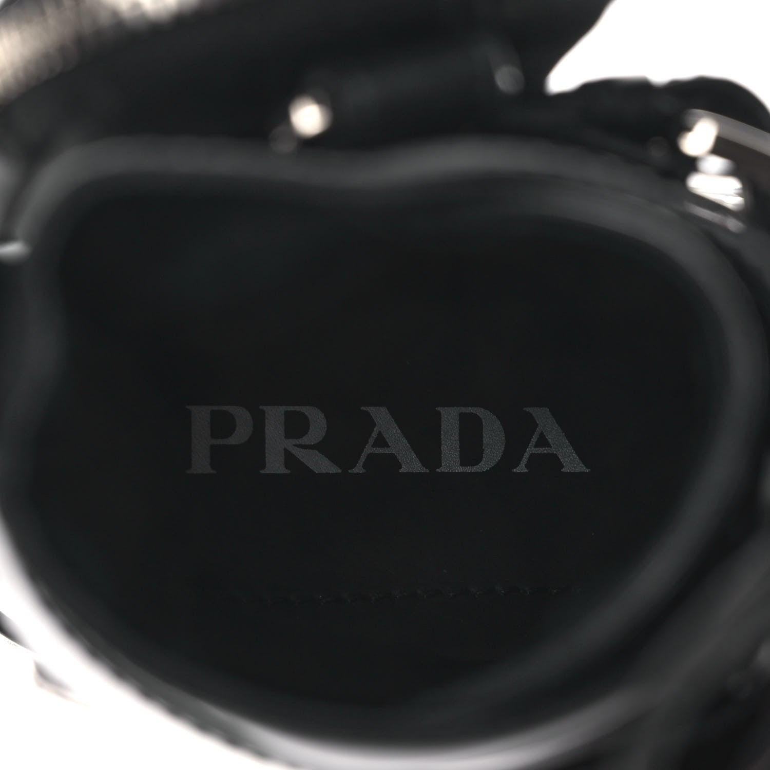 Prada Spazzolato Rois Re-Nylon Metal Triangle Logo Monolith Pouch Pocket 55mm Boots 40 Black 8 of 10