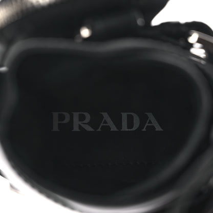Prada Spazzolato Rois Re-Nylon Metal Triangle Logo Monolith Pouch Pocket 55mm Boots 40 Black 8 of 10