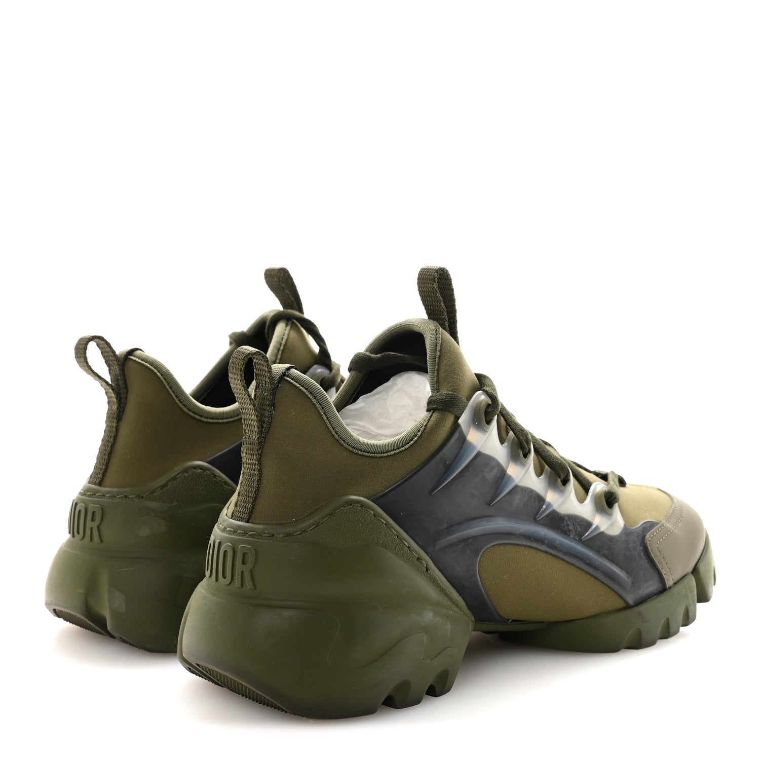 Christian Dior Neoprene Rubber Womens D-Connect Sneakers 35 Kaki