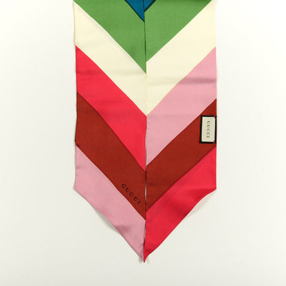 Gucci Silk Twill Stripe Neck Bow Scarf Multicolor 2 of 3