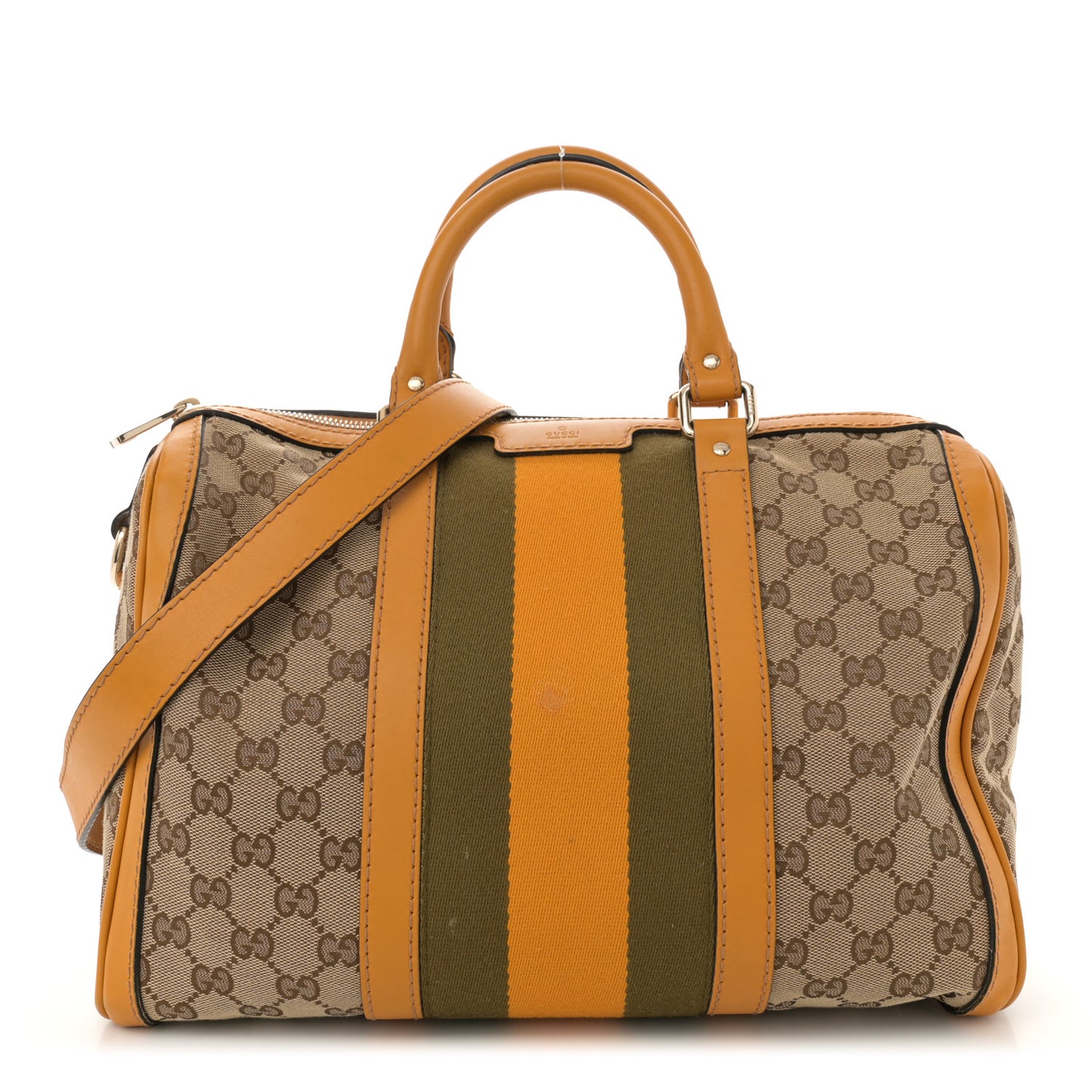 Monogram Selleria Calfskin Vintage Web Medium Boston Beige Ebony Yellow