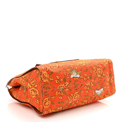 Loewe Canvas Calfskin Ibiza Floral Print Paulas Tote Orange 4 of 9