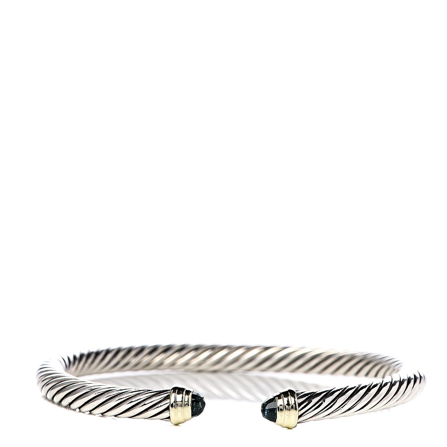 Sterling Silver 14K Yellow Gold Blue Topaz 5mm Cable Classics Petite Color Bracelet