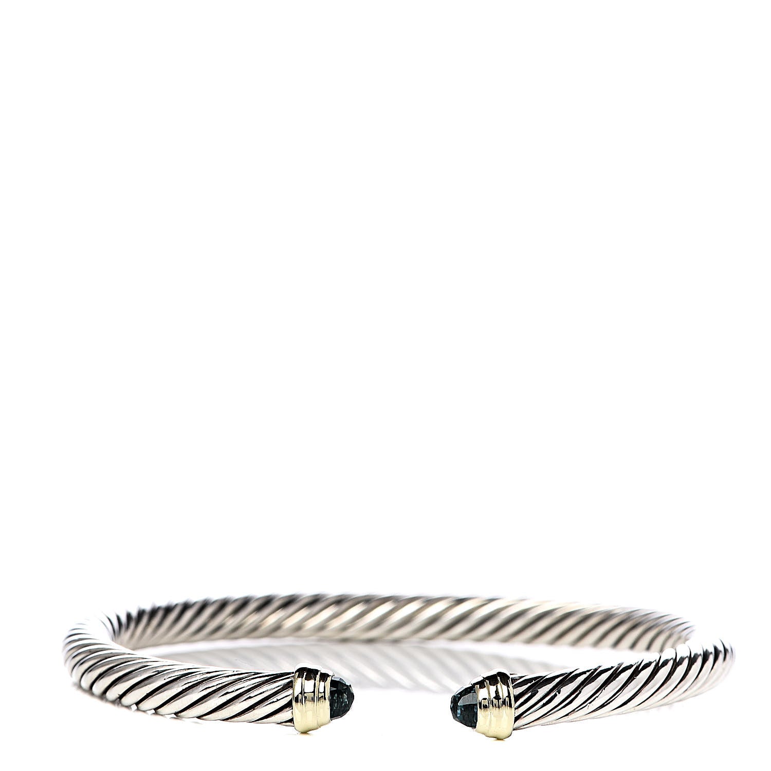 David Yurman Sterling Silver 14K Yellow Gold Blue Topaz 5mm Cable Classics Petite Color Bracelet 1 of 5