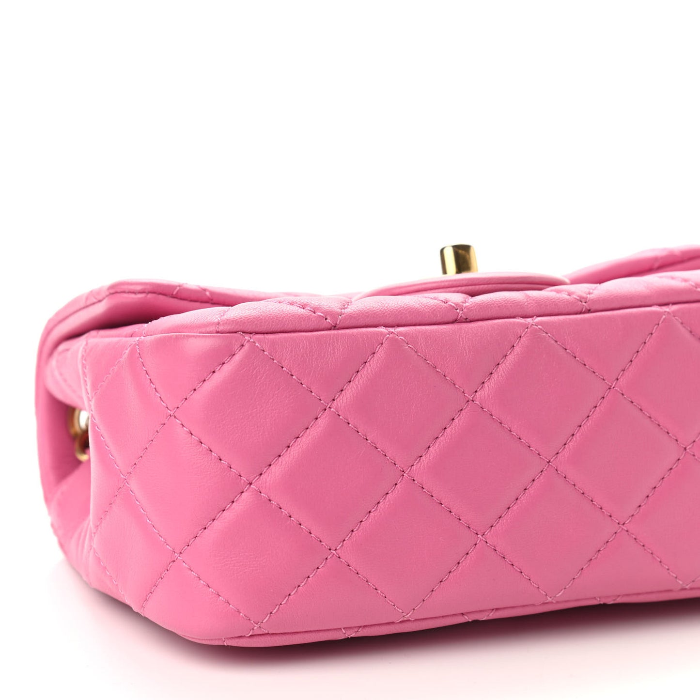 Lambskin Quilted Mini Pearl Crush Flap Pink