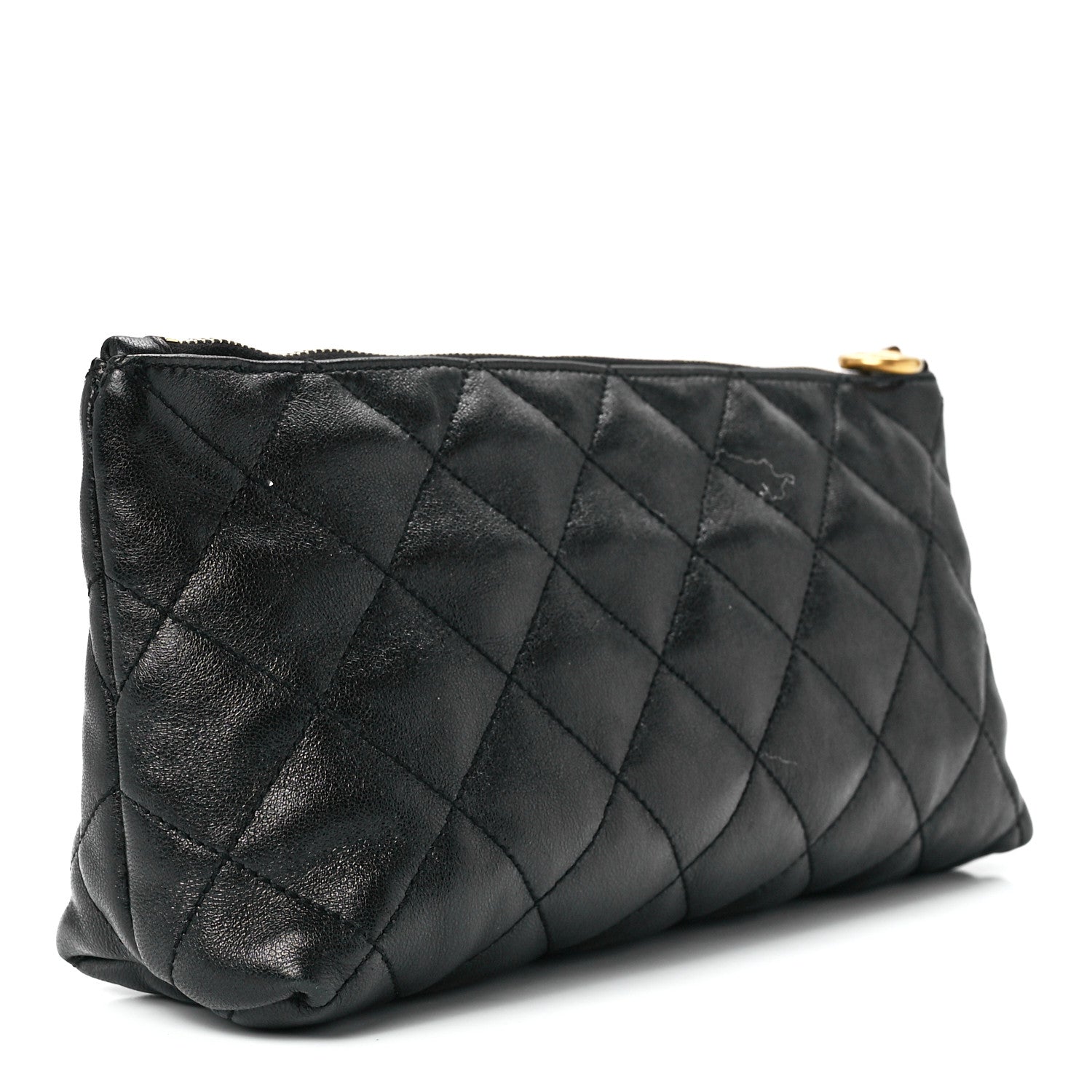 Saint Laurent Lambskin Quilted Icare Cosmetic Pouch Black 3 of 10