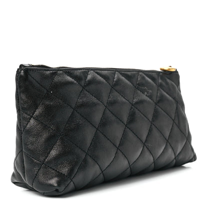 Saint Laurent Lambskin Quilted Icare Cosmetic Pouch Black 3 of 10