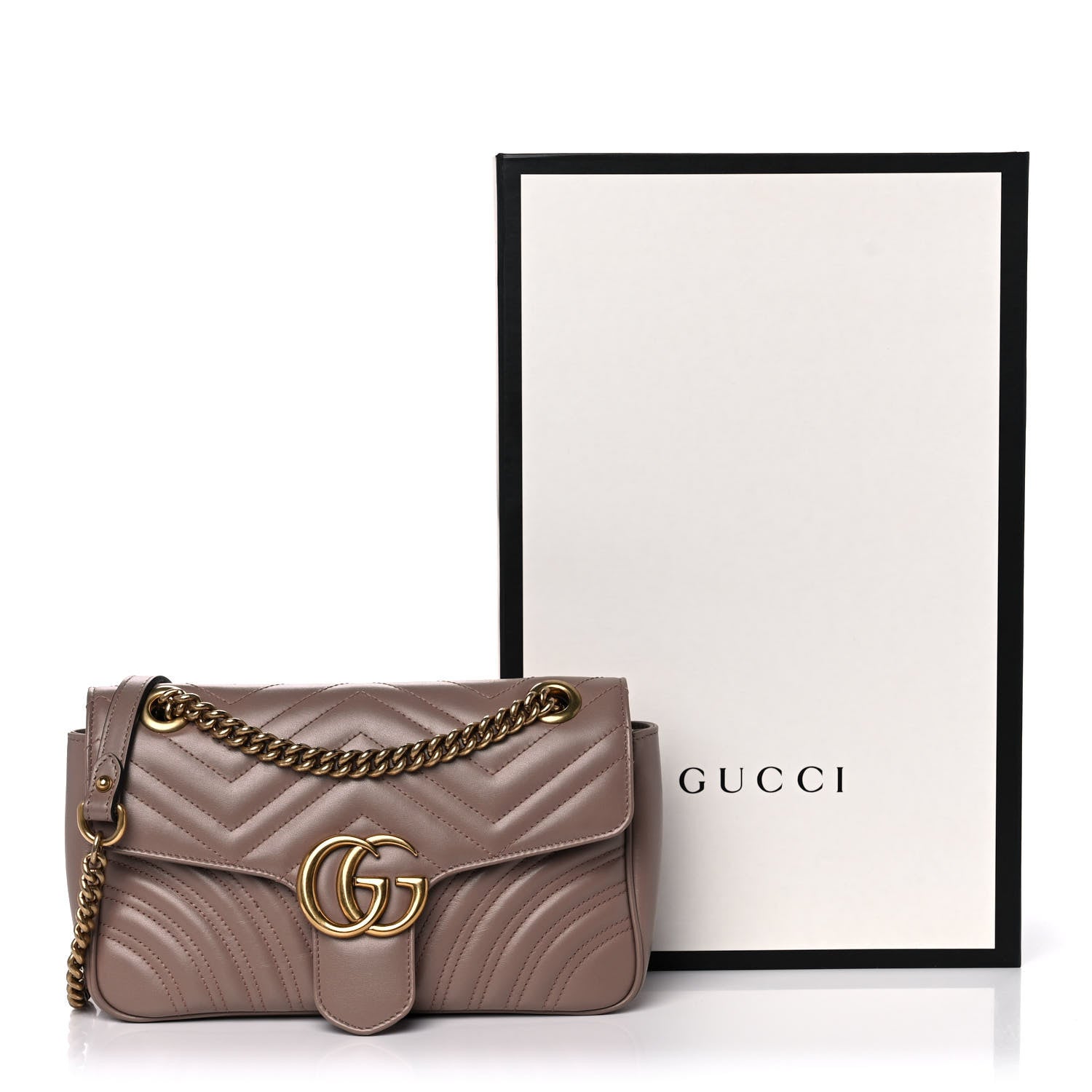 Gucci Calfskin Matelasse Small GG Marmont Shoulder Bag Porcelain Rose 14 of 14