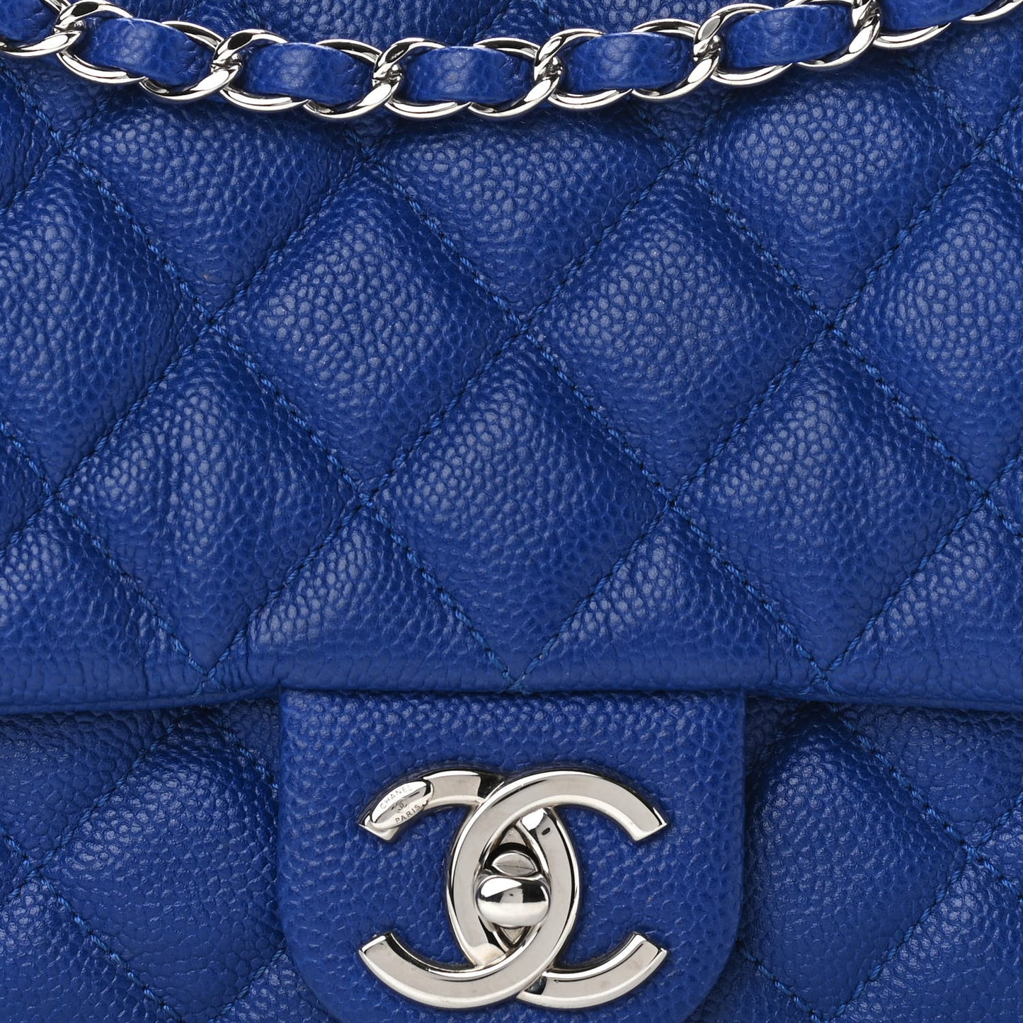 Caviar Quilted Jumbo Easy Flap Blue