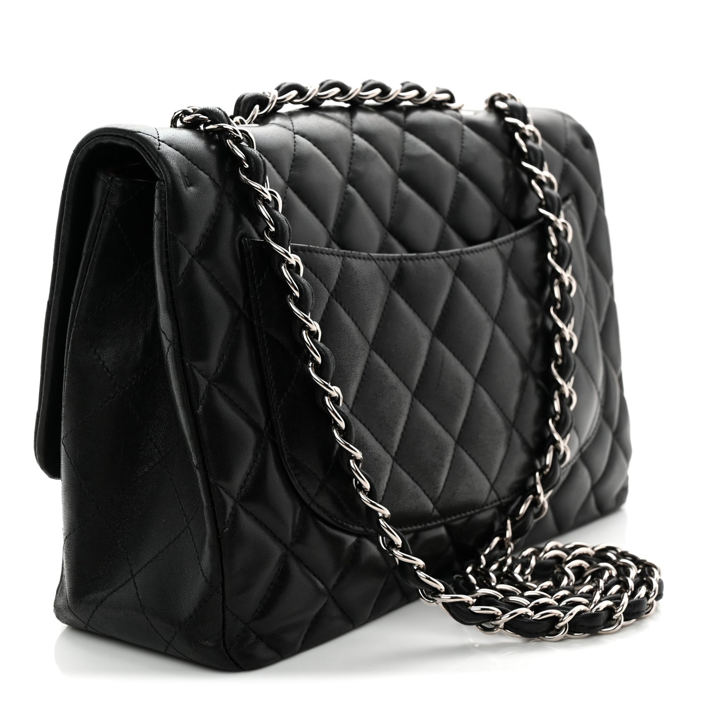 Lambskin Quilted Jumbo Single Flap Black