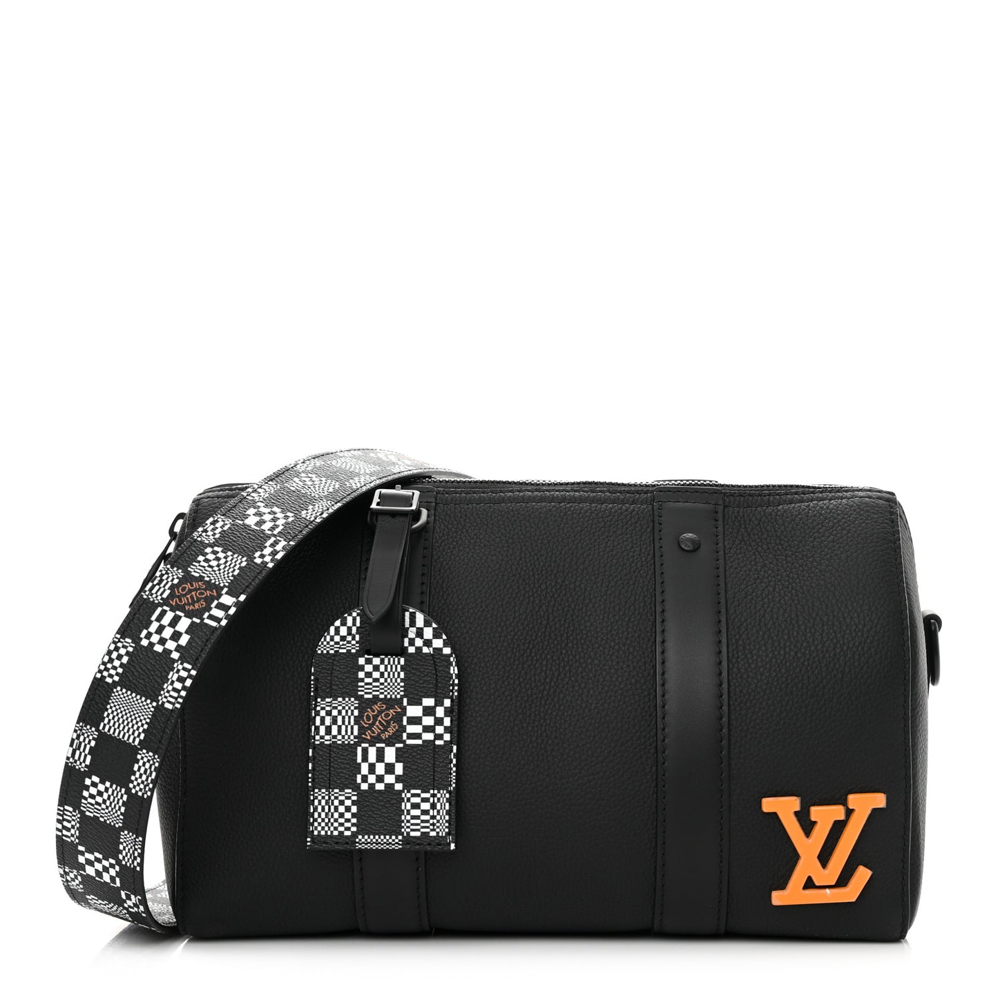 Calfskin Damier Distorted City Keepall Black