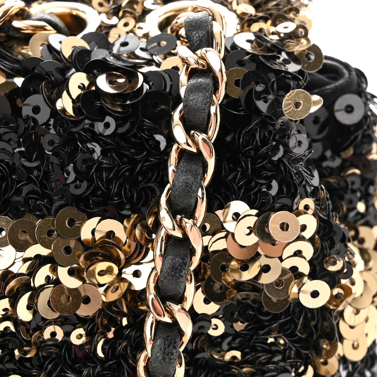 Chanel Sequin Striped Classic Mini Flap Black Gold 11 of 13