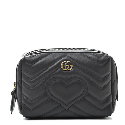 Gucci Calfskin Matelasse GG Marmont Cosmetic Case Black 1 of 9