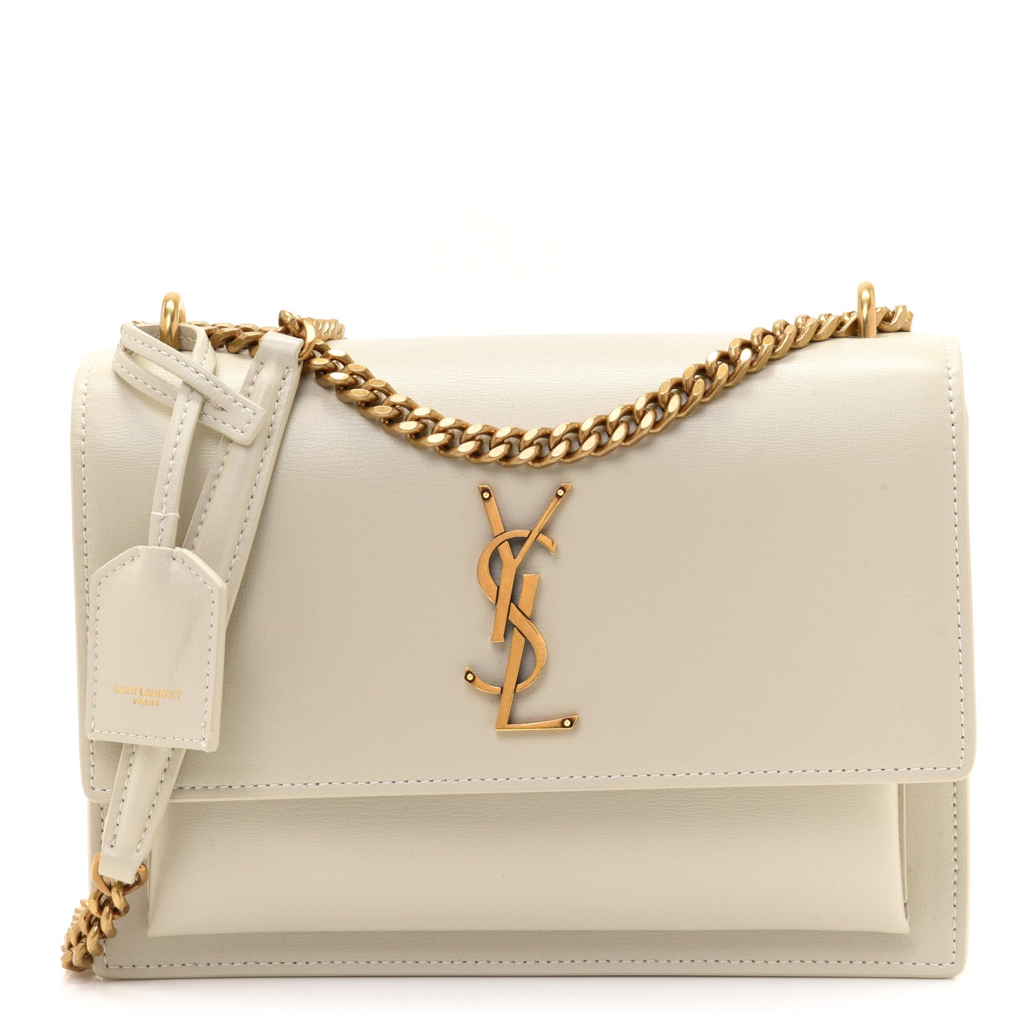 Saint Laurent Smooth Calfskin Medium Monogram Sunset Satchel Blanc Vintage 1 of 10