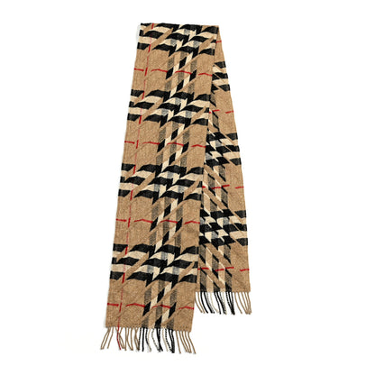 Burberry Metallic Cashmere Giant Check Fringe Scarf Camel 4 of 10