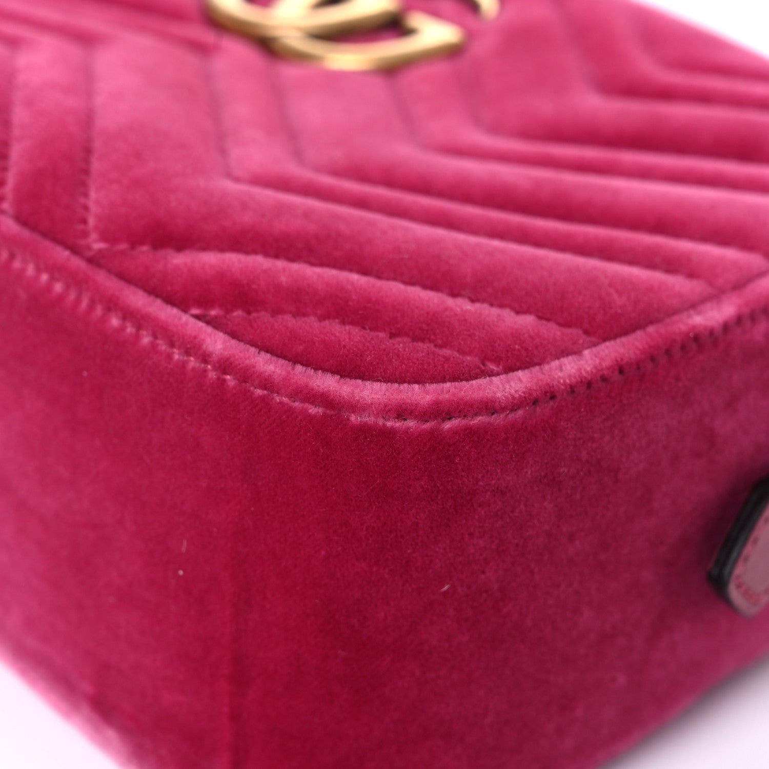 Gucci Velvet Matelasse Small GG Marmont Chain Shoulder Bag Light Raspberry Rose 9 of 11