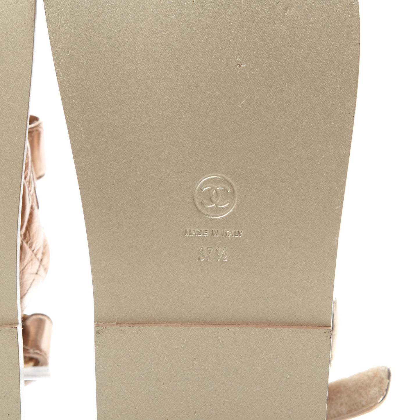 Iridescent Lambskin Quilted Velcro Dad Sandals 37.5 Light Bronze