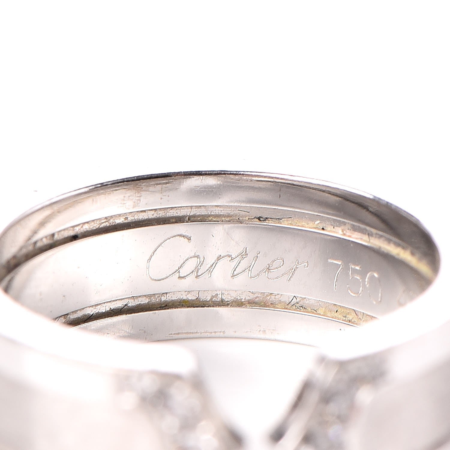 Cartier 18K White Gold Diamond 6.5mm Logo De Ring 49 4.75 7 of 8