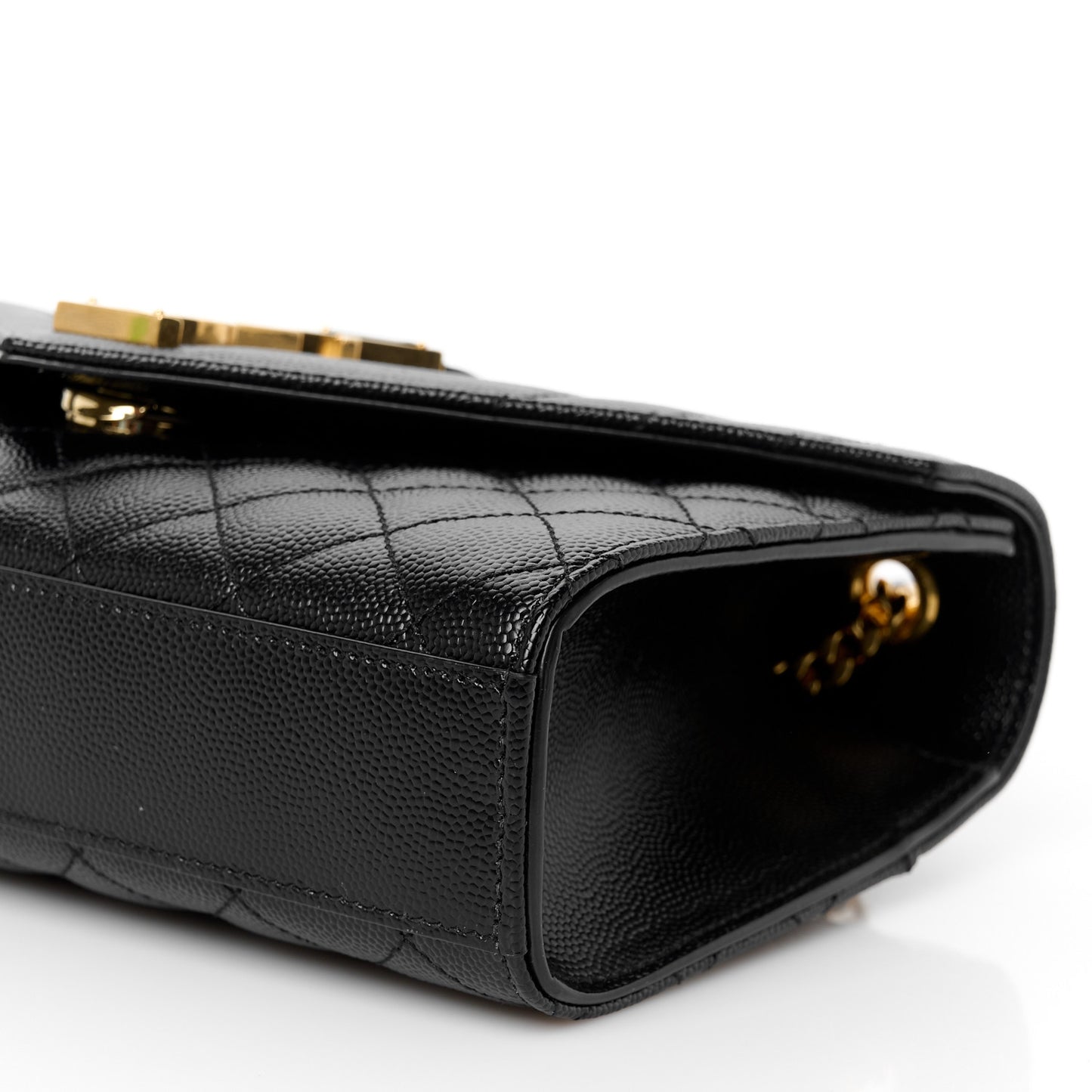 Grain De Poudre Textured Mixed Matelasse Triquilt Small Monogram Satchel Black