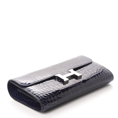 Hermes Shiny Alligator Constance Long Wallet Bleu Encre 4 of 7