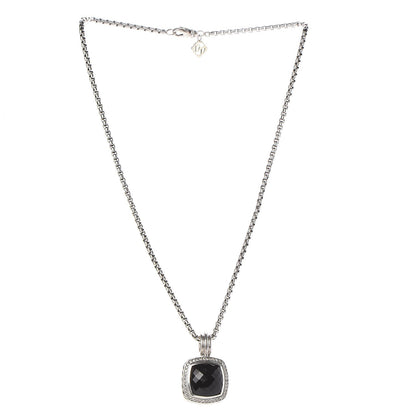 David Yurman Sterling Silver Diamond Black Onyx 14mm Albion Pendant Necklace 3 of 6
