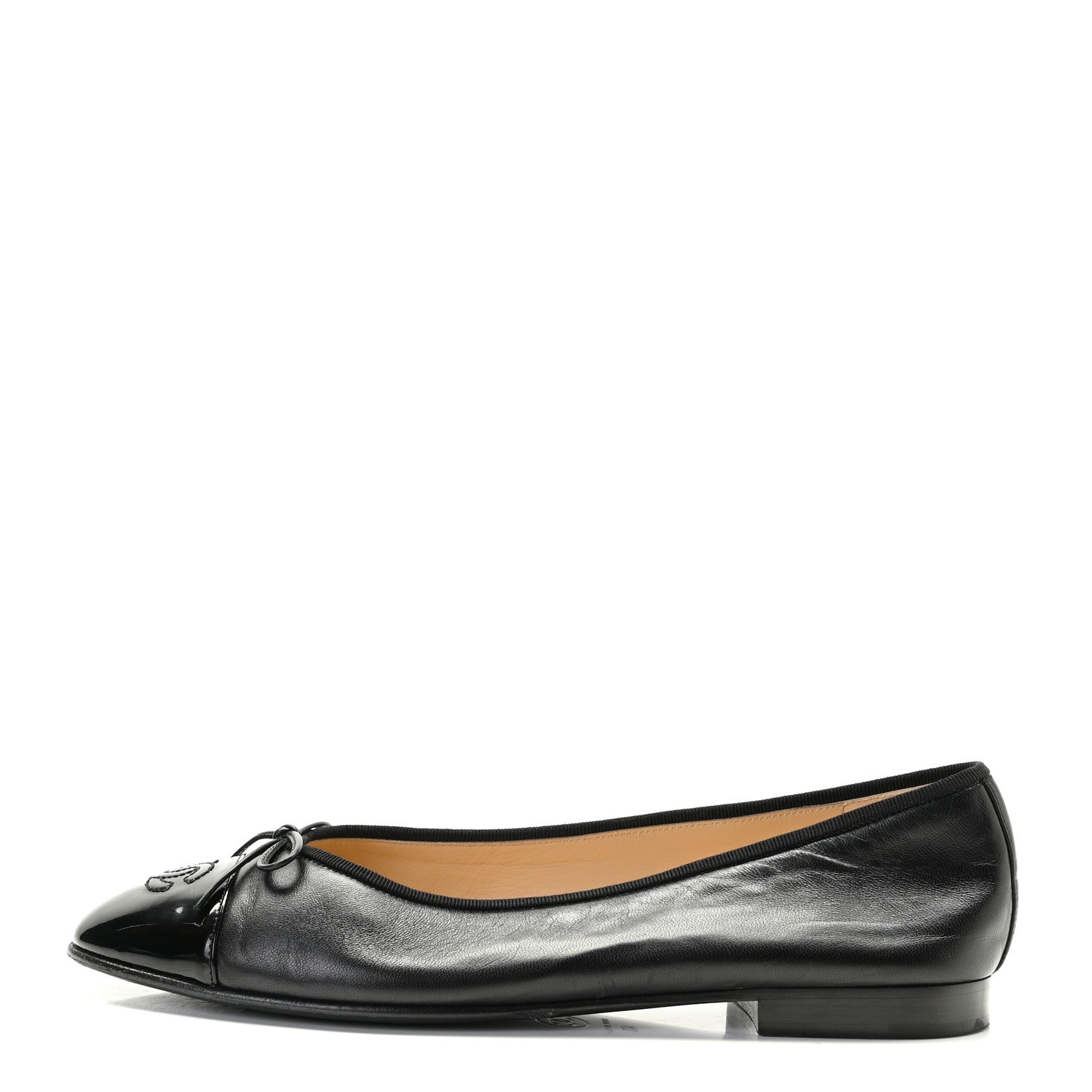 Chanel Lambskin Patent Cap Toe Ballerina Flats 40 Black 1 of 13
