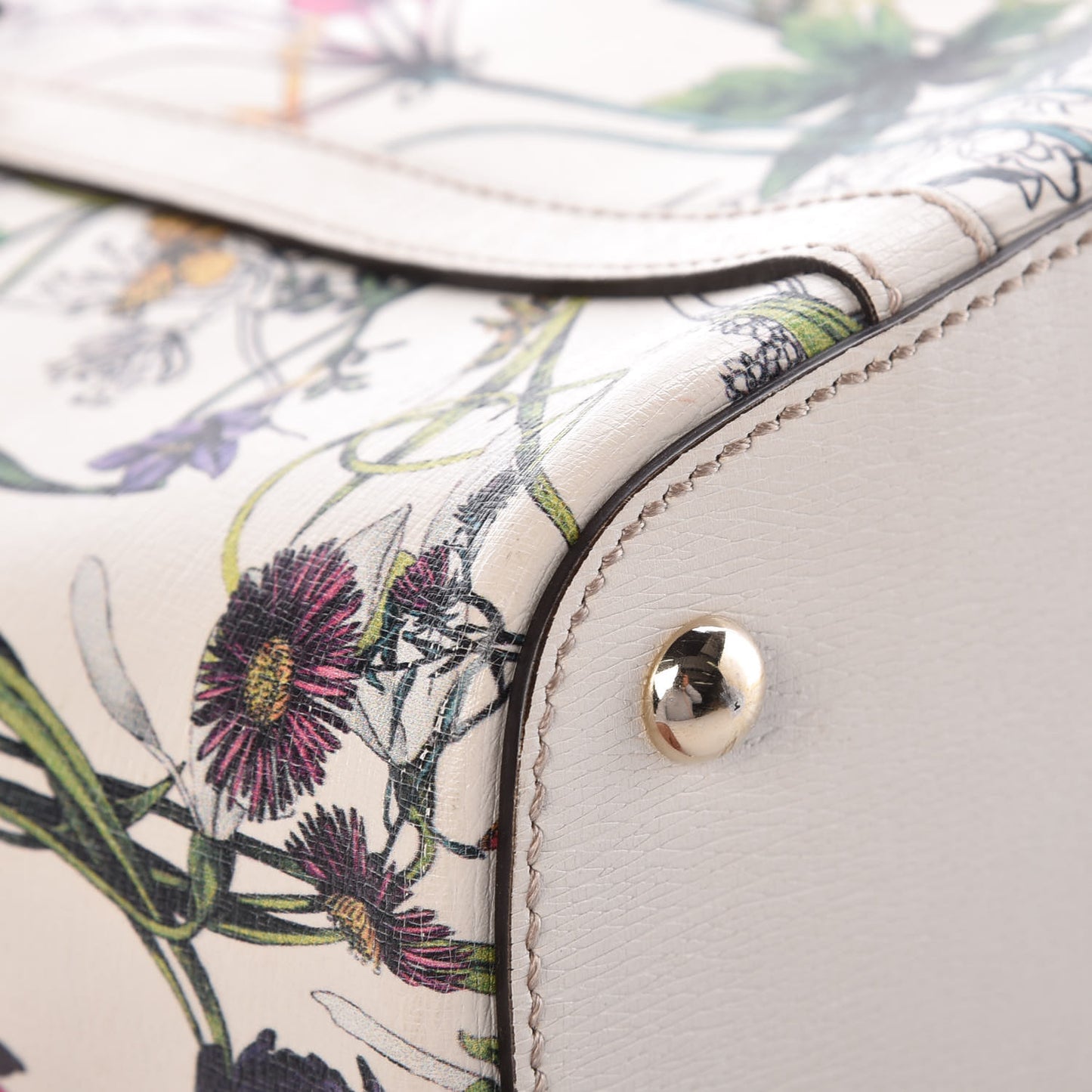 Calfskin Flora Infinity Small Nice Tote Off White