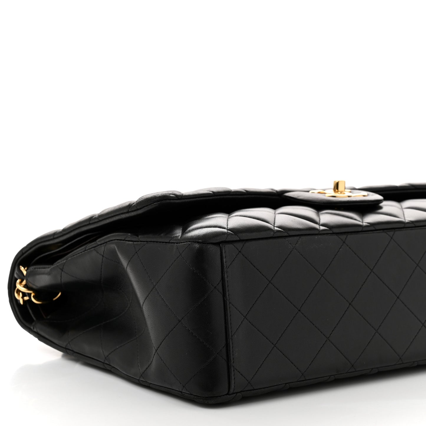 Lambskin Quilted Maxi Double Flap Black