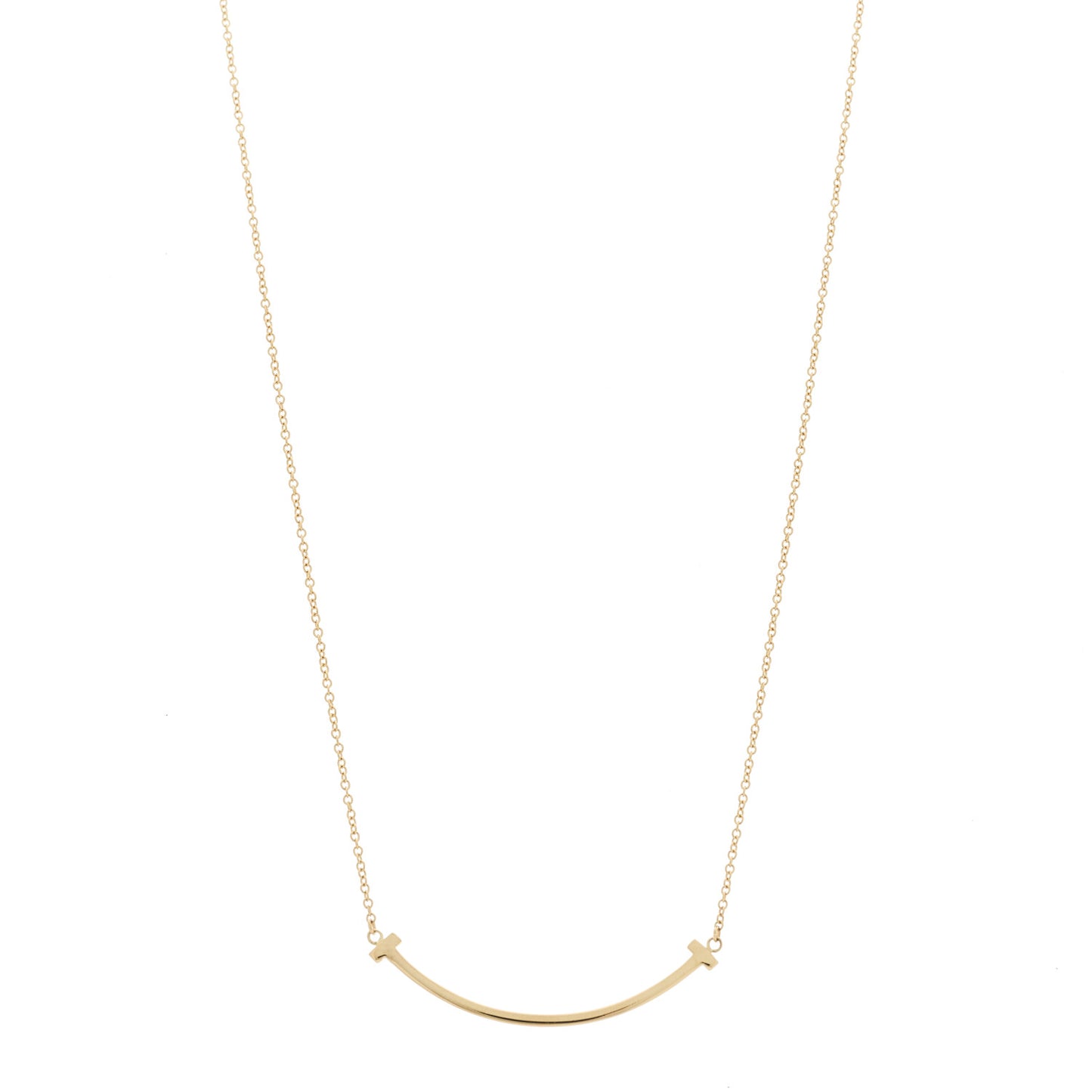 18K Yellow Gold Small T Smile Pendant Necklace