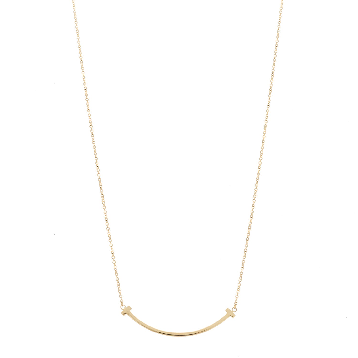 Tiffany 18K Yellow Gold Small T Smile Pendant Necklace 1 of 6