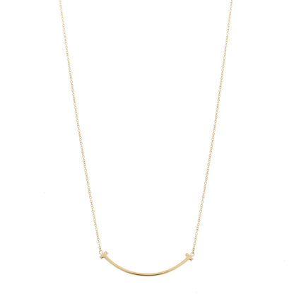 Tiffany 18K Yellow Gold Small T Smile Pendant Necklace 1 of 6
