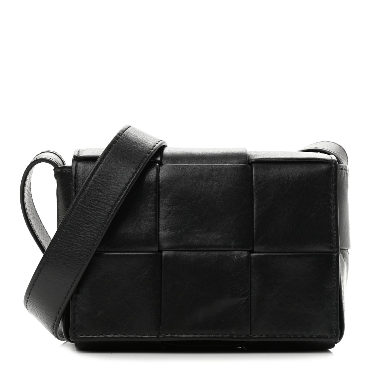 Lambskin Maxi Intrecciato Extra Mini Cassette Crossbody Bag Black