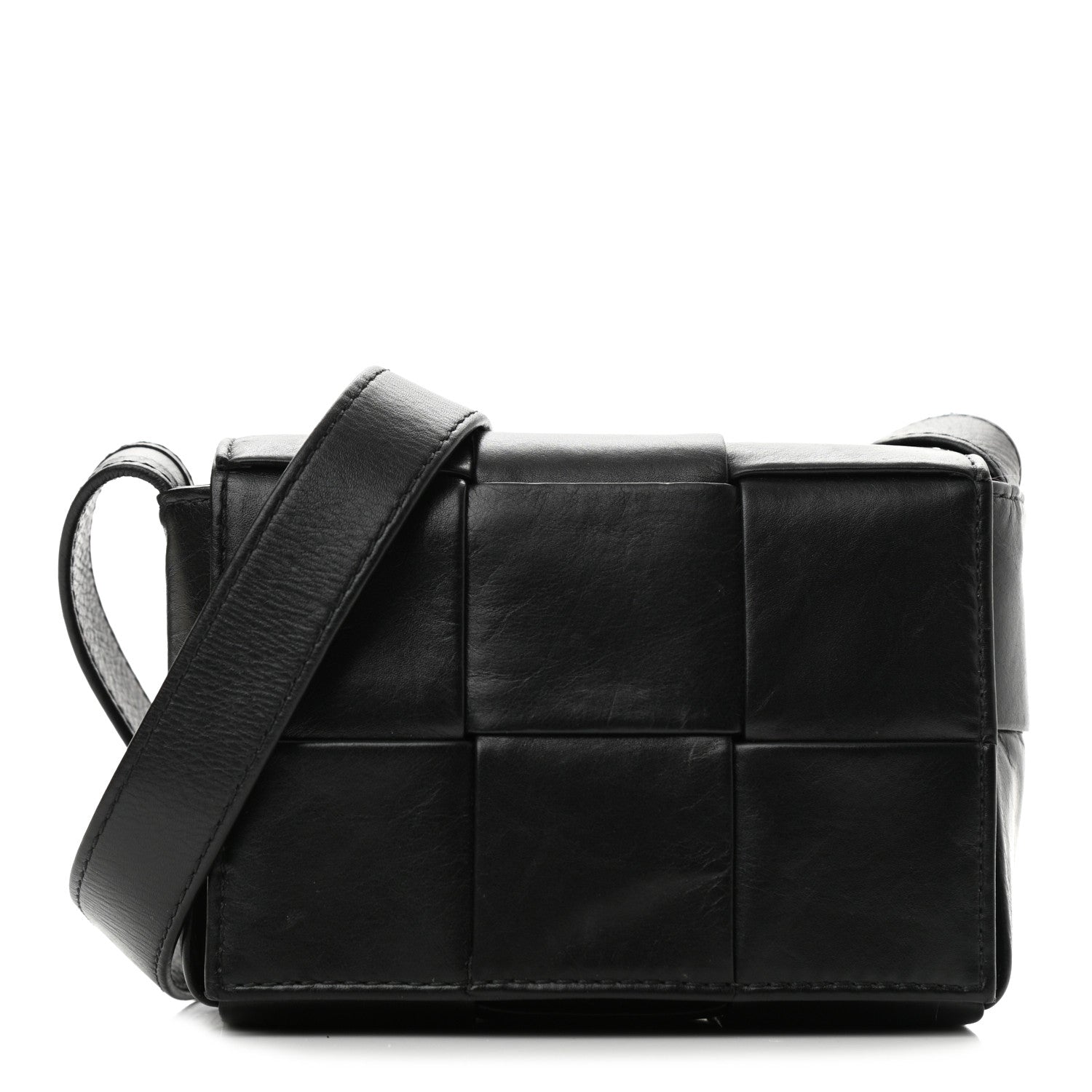 Bottega Veneta Lambskin Maxi Intrecciato Extra Mini Cassette Crossbody Bag Black 1 of 11