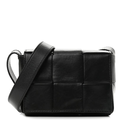 Bottega Veneta Lambskin Maxi Intrecciato Extra Mini Cassette Crossbody Bag Black 1 of 11