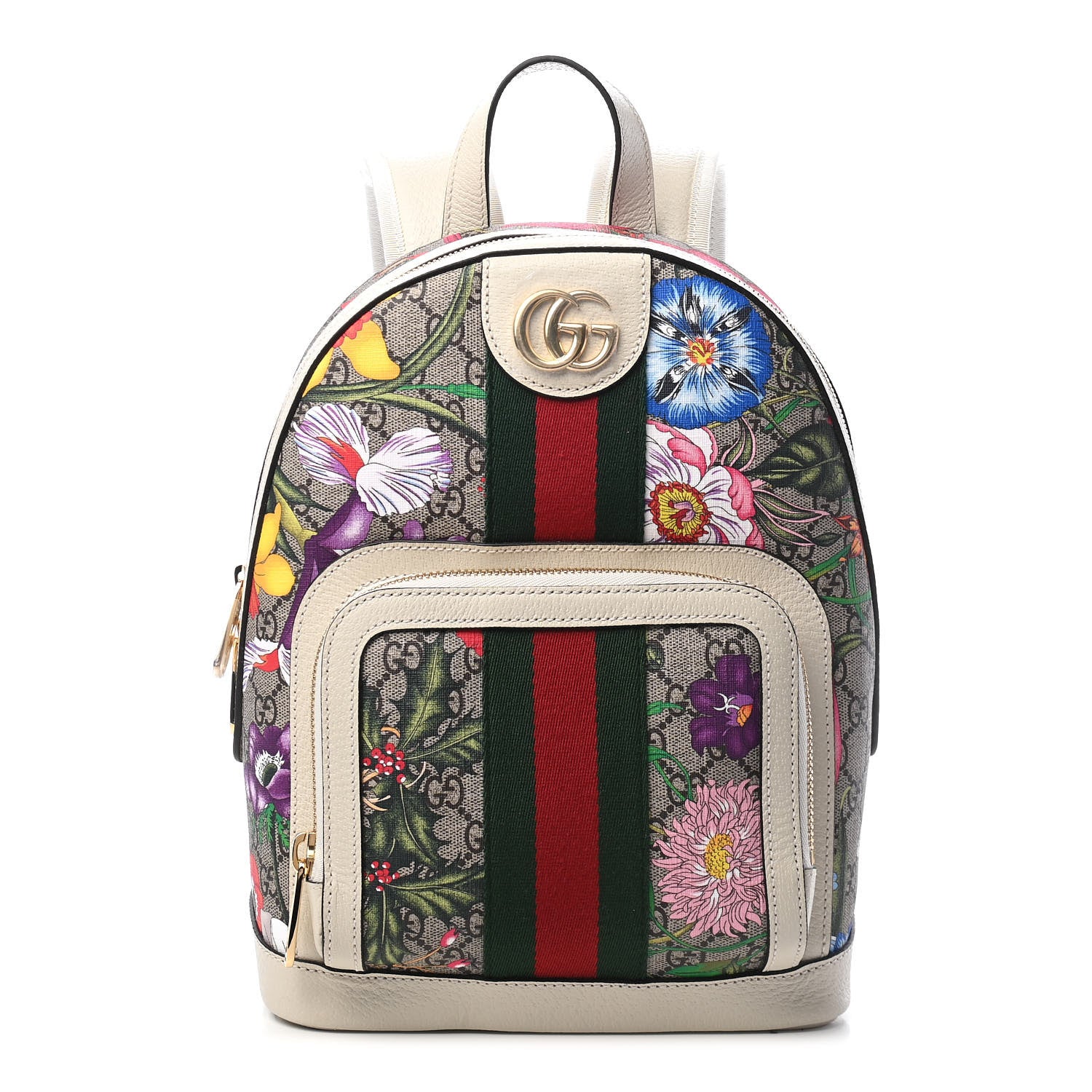 Gucci GG Supreme Monogram Flora Web Small Ophidia Day Backpack White 1 of 9