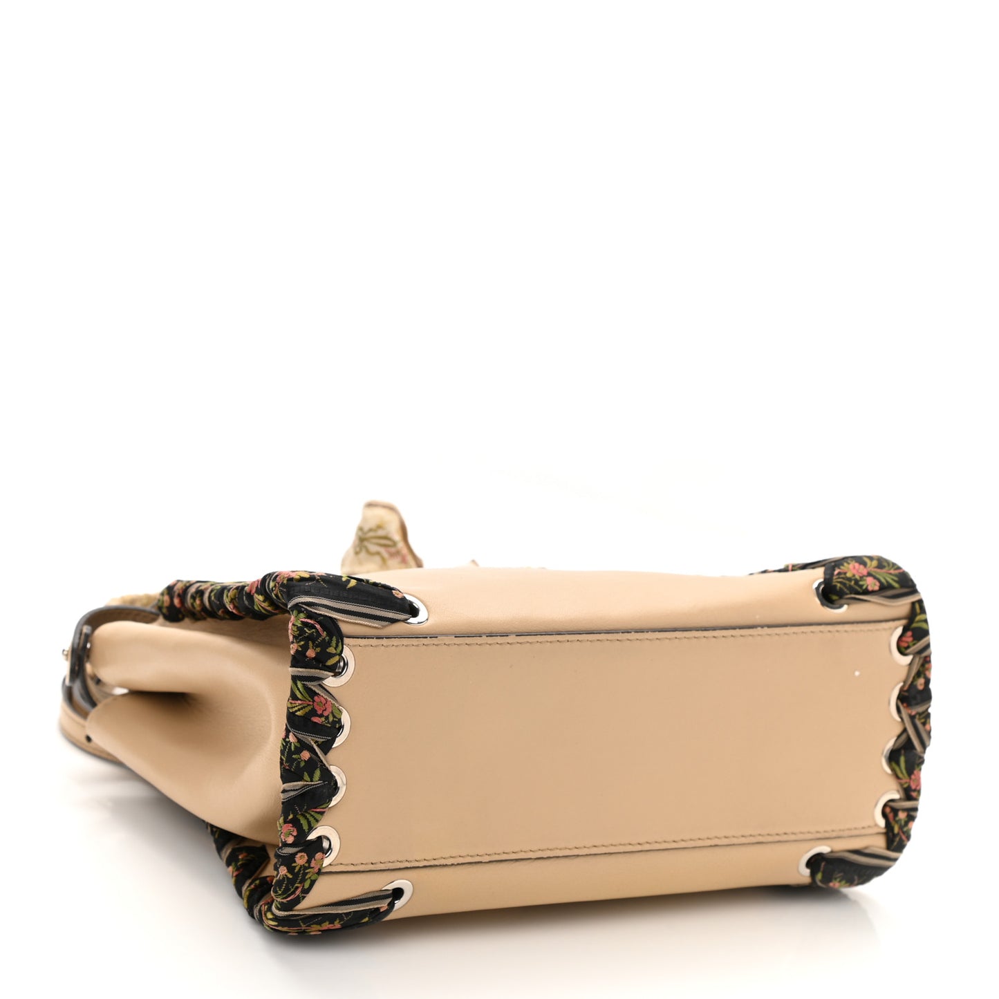 Nappa Ribbon Lace Up Mini Peekaboo Iconic Satchel Beige