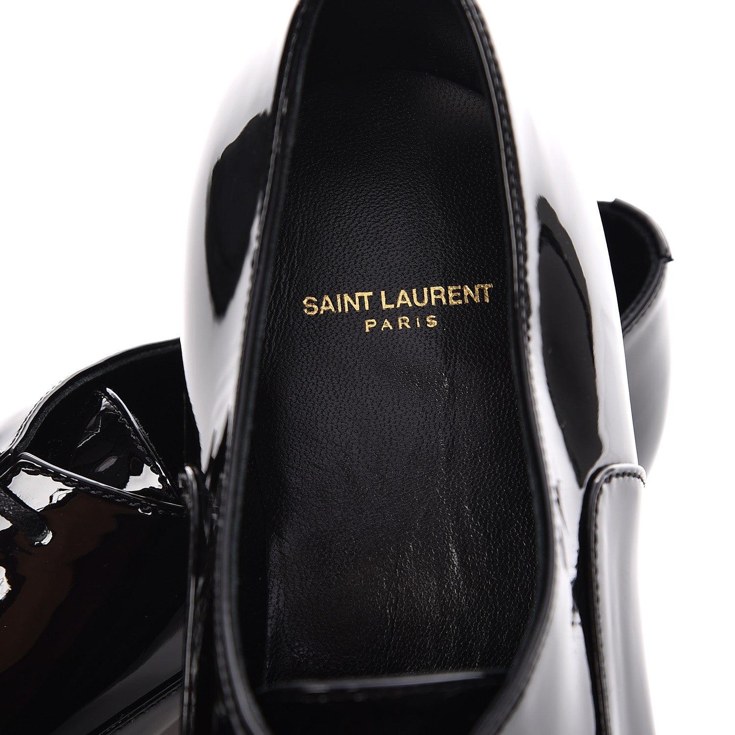 Saint Laurent Calfskin Patent LuLu 20 Lace Up Oxfords 35 Black 7 of 8