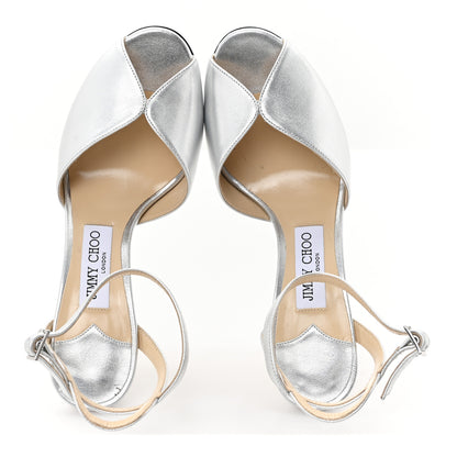 Jimmy Choo Metallic Nappa Sacora 85 Sandals 38.5 Silver 2 of 10