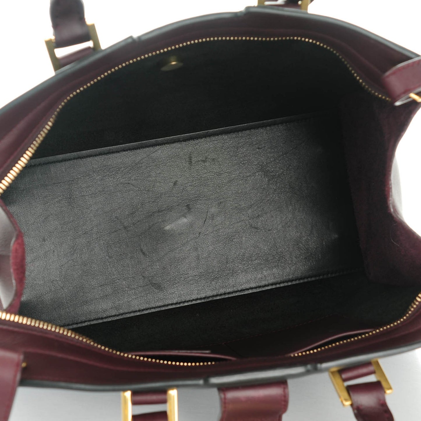 Calfskin Bi Color Small Classic Y Cabas Black Bordeaux
