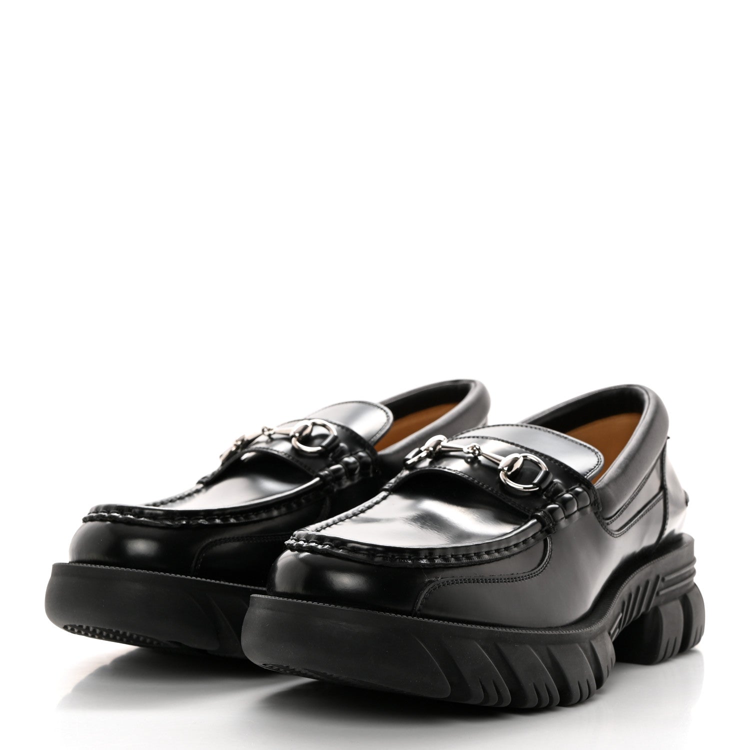 Gucci Magnum Calfskin Horsebit Mens Platform Lug Sole Loafers 11 Black 3 of 9