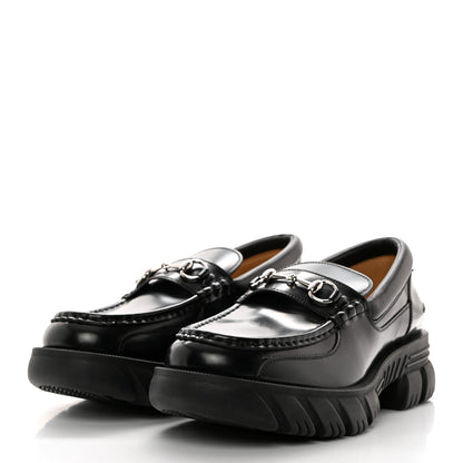 Gucci Magnum Calfskin Horsebit Mens Platform Lug Sole Loafers 11 Black 3 of 9