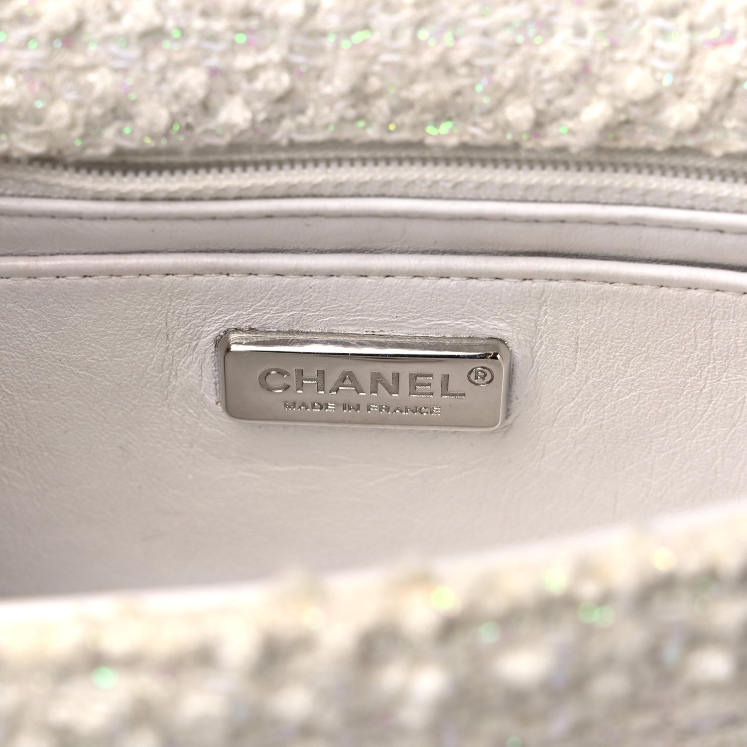 Chanel Tweed Beaded Mini Rectangular Flap White 6 of 13