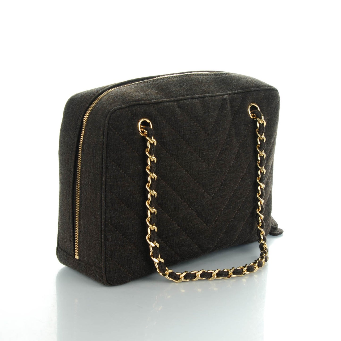 Jersey Chevron Quilted Camera Case Brown