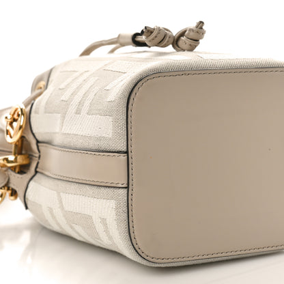 Fendi Canvas Nappa F is Fendi FF Embroidered Mini Mon Tresor Bucket Bag Grezzo White Nuvola 7 of 8