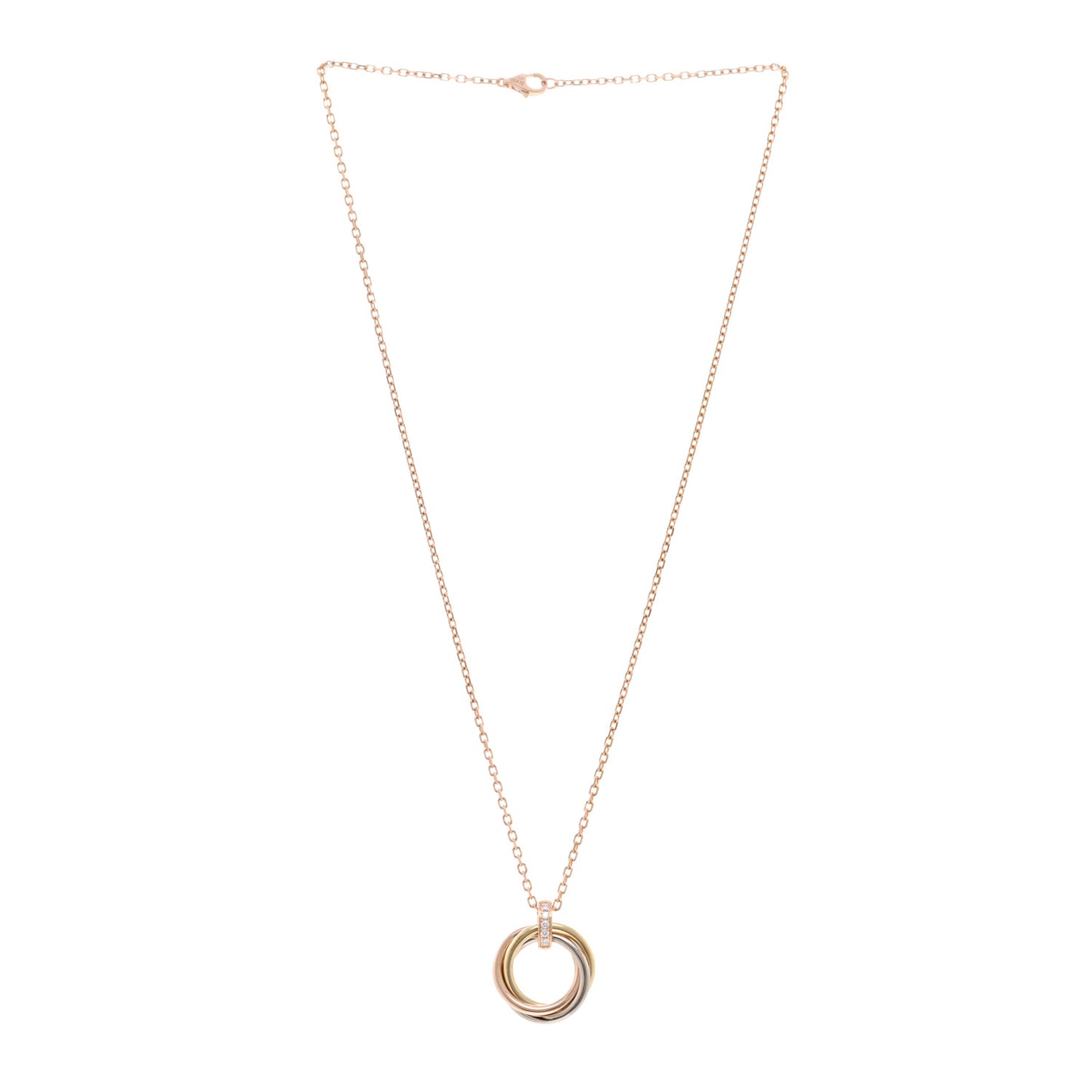 18K Pink White Yellow Gold Diamond Trinity Pendant Necklace