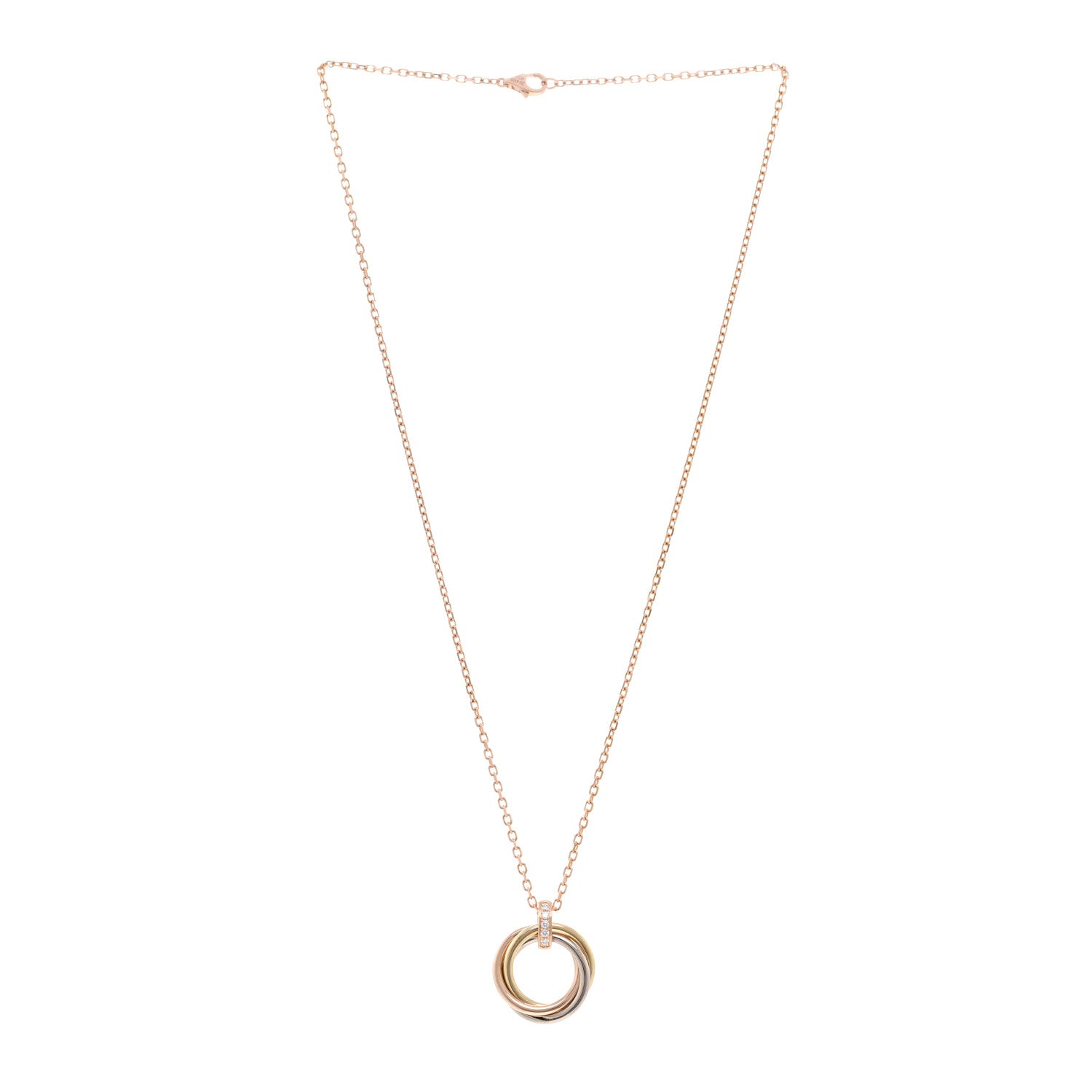 Cartier 18K Pink White Yellow Gold Diamond Trinity Pendant Necklace 3 of 4