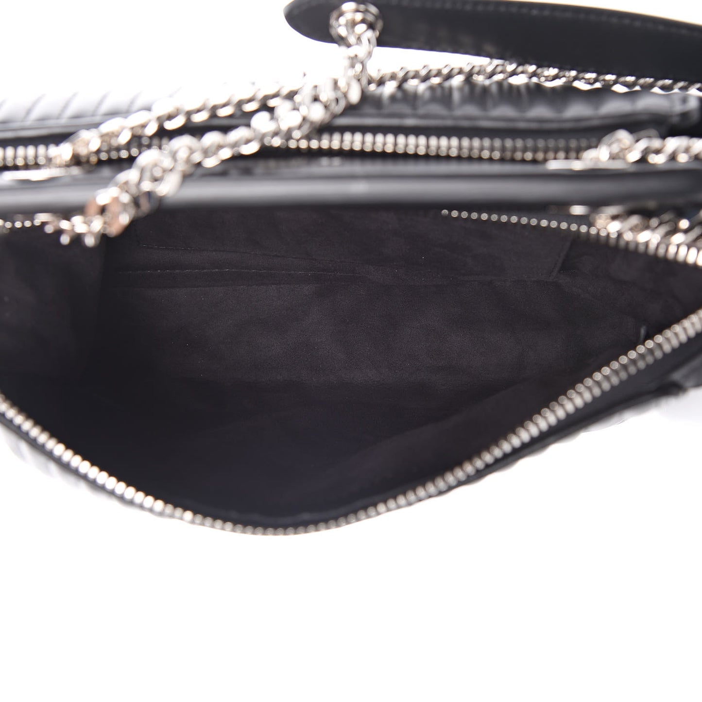 Shiny Nappa Trapuntata Small DotCom Click Chain Satchel Black
