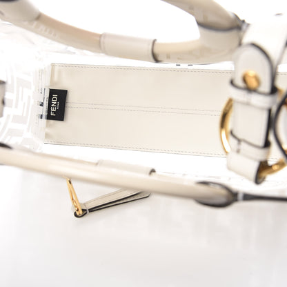 Fendi TPU FF Vitello Century Plexiglass Small Runaway Shopper Tote White 5 of 10