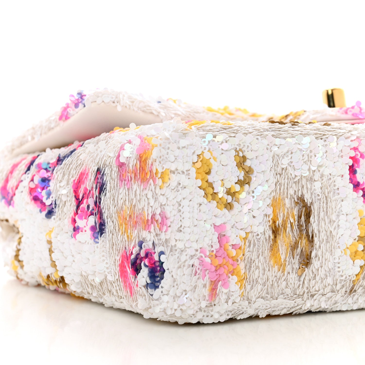 Chanel Sequin Logo Mini Rectangular Flap White Multicolor 9 of 10